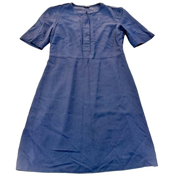 Theory Navy Blue Short Sleeve Shift Dress Knee High Size 10 Mint - Picture 1 of 5